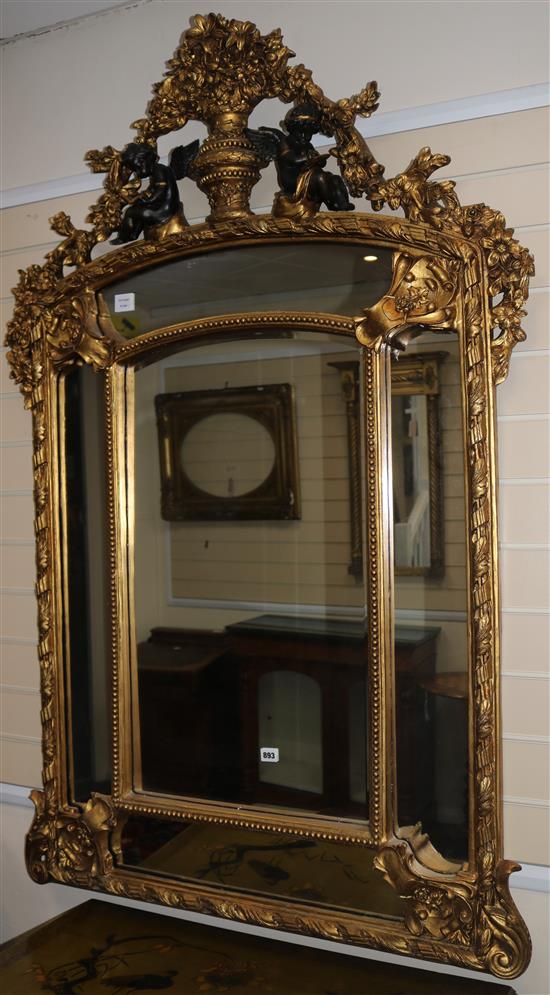 A gilt overmantel mirror, 160cm high